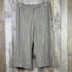 Cato Size 8 Tan Capris with White & Blue Pin Stripes with a Sewn Made Cu…